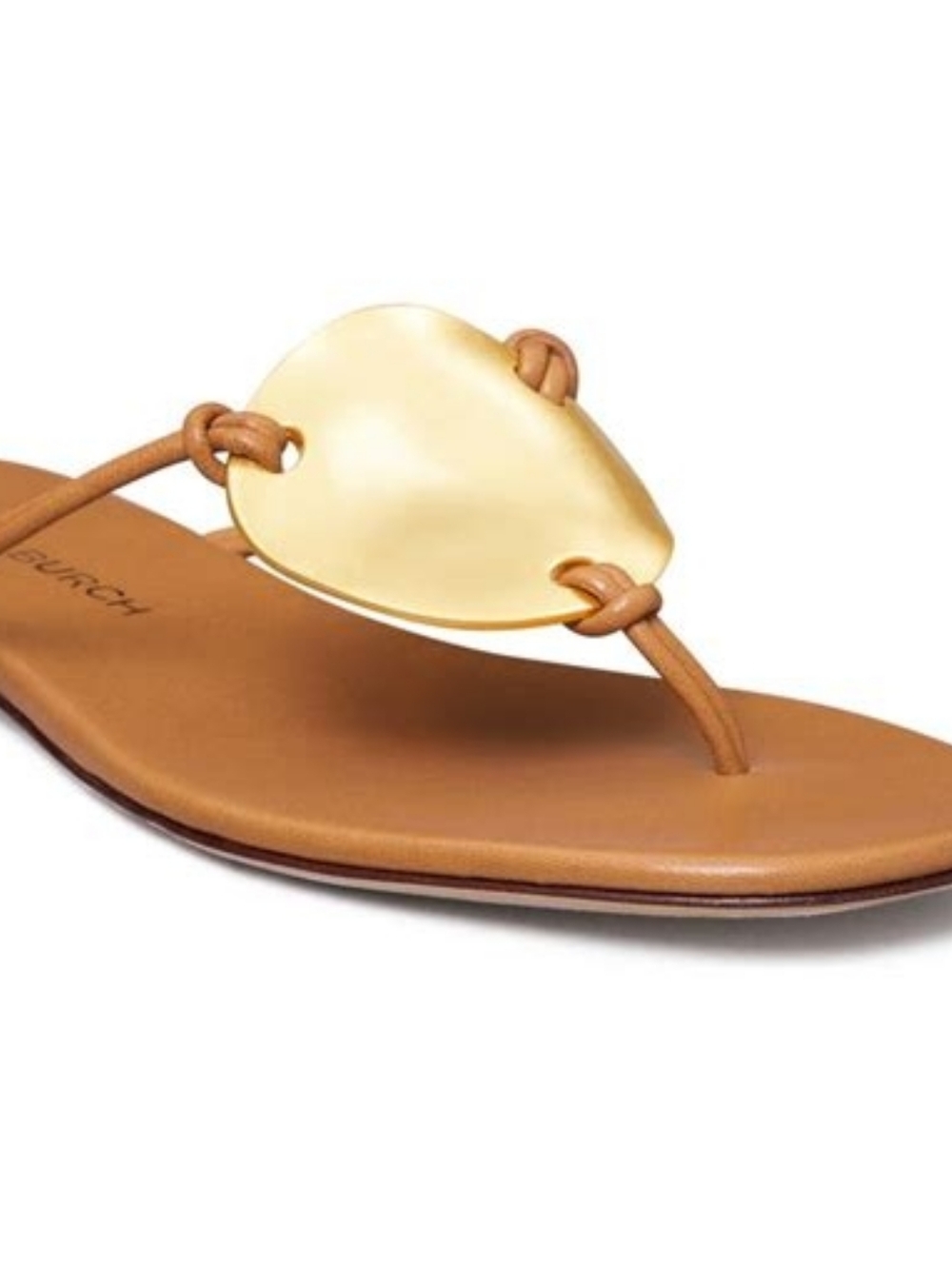 Tory Burch Patos Thong Sandal Caramel Corn Gold Size 9.5 - Picture 4 of 10